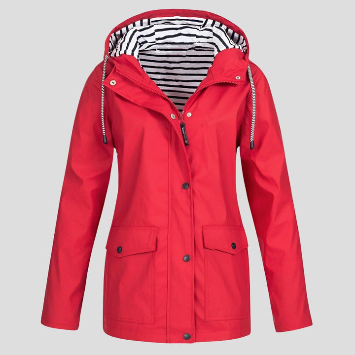 Hooded Waterproof Jacket with Striped Lining for Women — Hywela, image 5