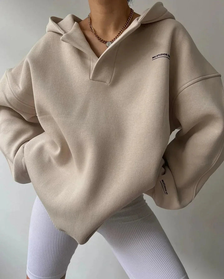 Oversized Hoodie with Open V Neckline