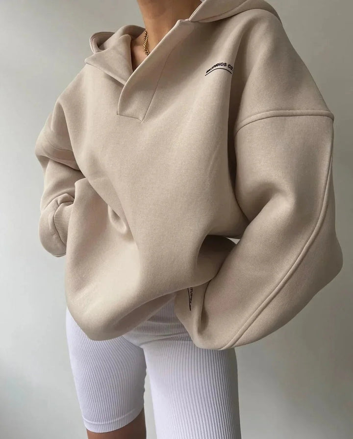 Oversized Hoodie with Open V Neckline