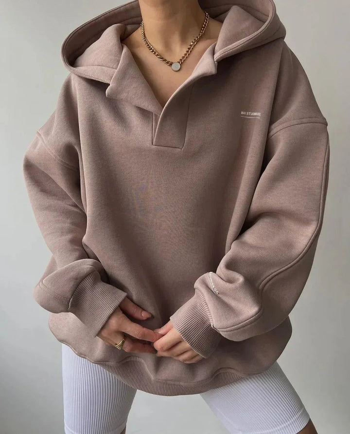 Oversized Hoodie with Open V Neckline