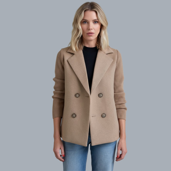 Ribbed Sleeve Double Breasted Blazer for Women — Ilid, image 1