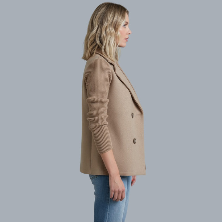Ribbed Sleeve Double Breasted Blazer for Women — Ilid, image 3