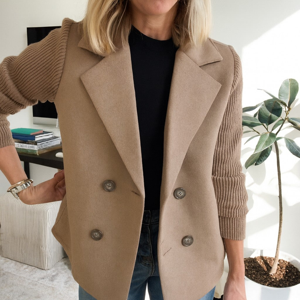 Ribbed Sleeve Double Breasted Blazer for Women — Ilid, image 4