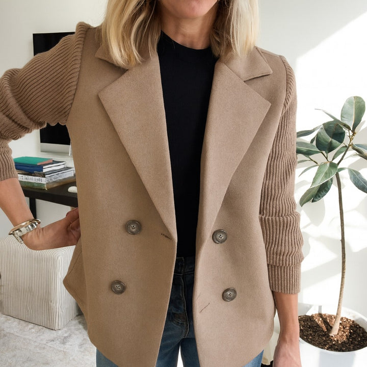 Ribbed Sleeve Double Breasted Blazer for Women — Ilid, image 4