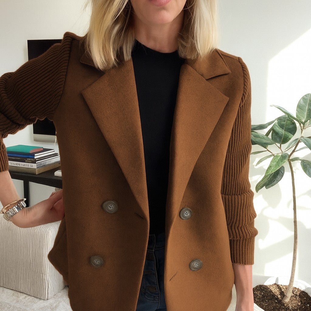 Ribbed Sleeve Double Breasted Blazer for Women — Ilid, image 5