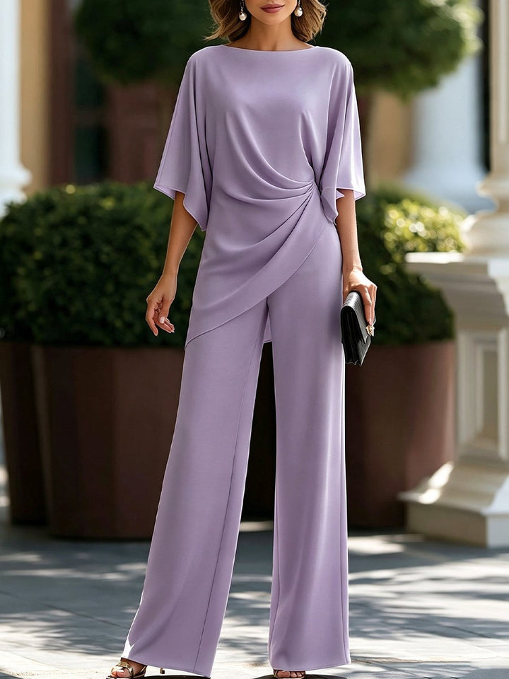 Draped Waist Lounge Set — Imelda, Beige
