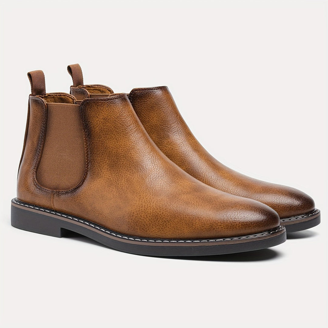 Ivor — Brown Leather Chelsea Boots, Moraine Fashion