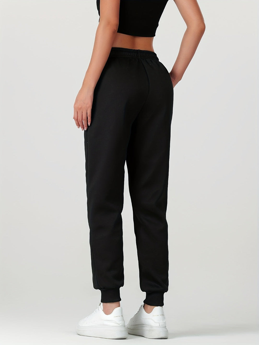 Fleece Lined Cuffed Joggers — Juliet, Navy Blue