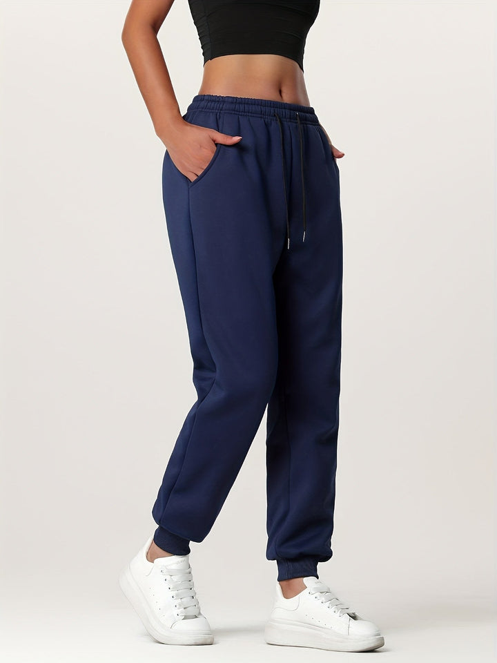 Fleece Lined Cuffed Joggers — Juliet, Grey