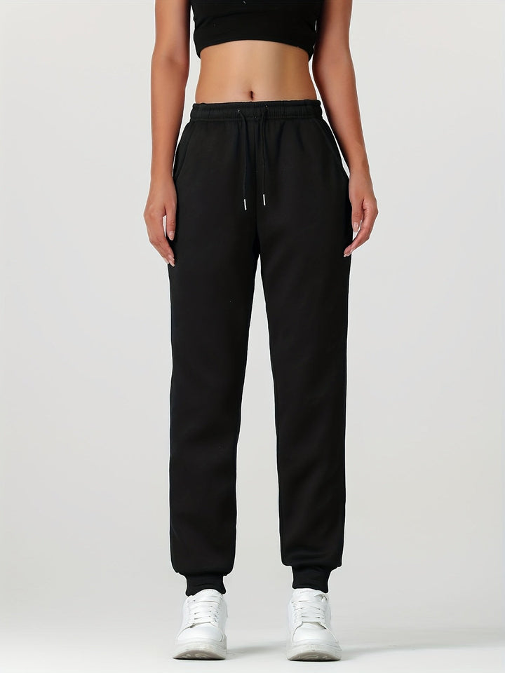 Fleece Lined Cuffed Joggers — Juliet, Dark Brown