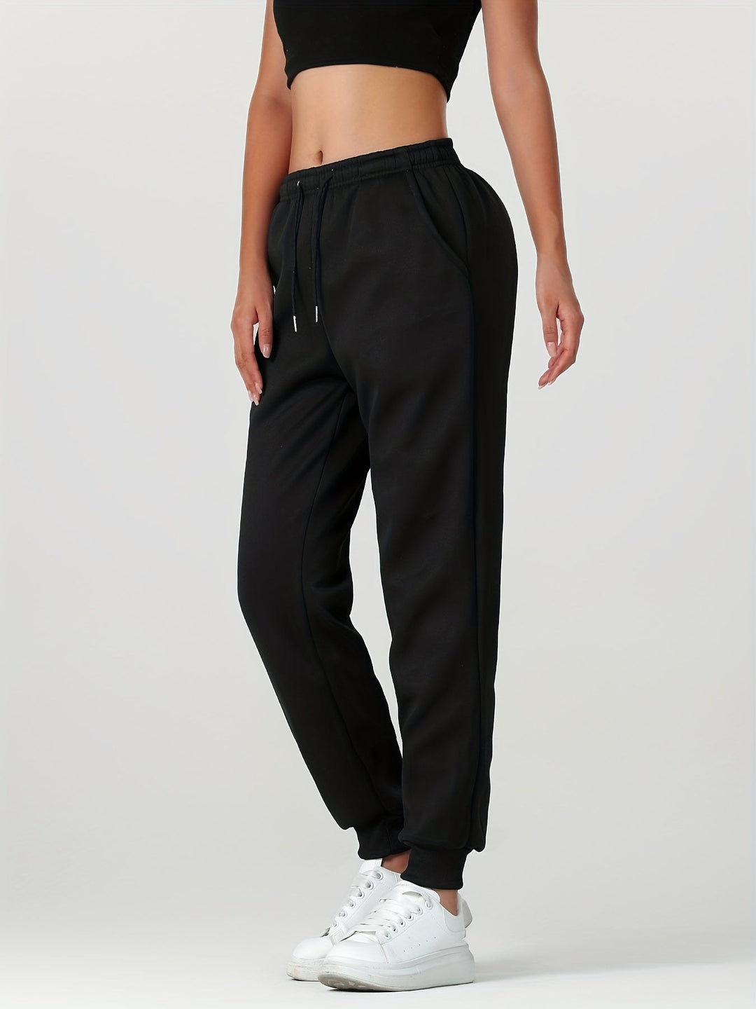 Fleece Lined Cuffed Joggers — Juliet, Grey