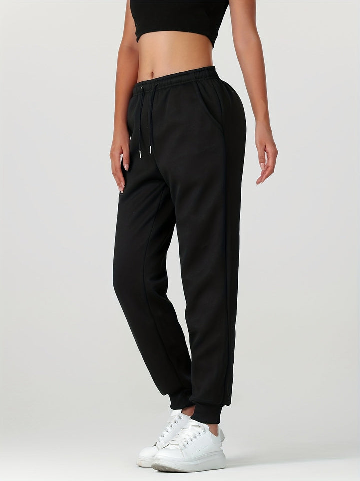Fleece Lined Cuffed Joggers — Juliet, Grey