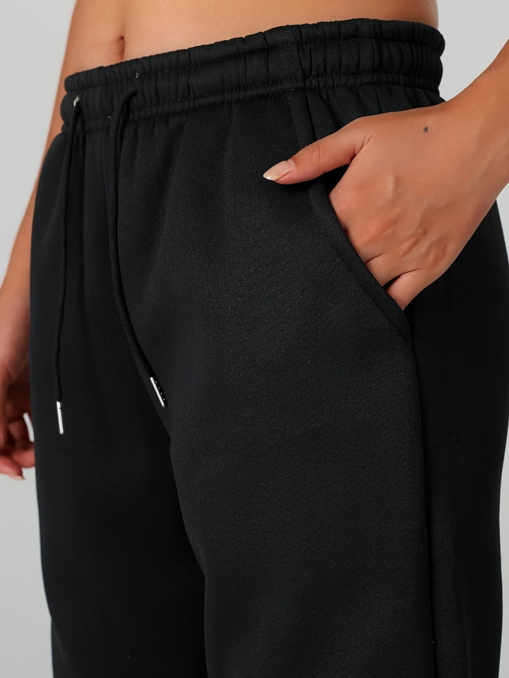 Fleece Lined Cuffed Joggers — Juliet, Grey