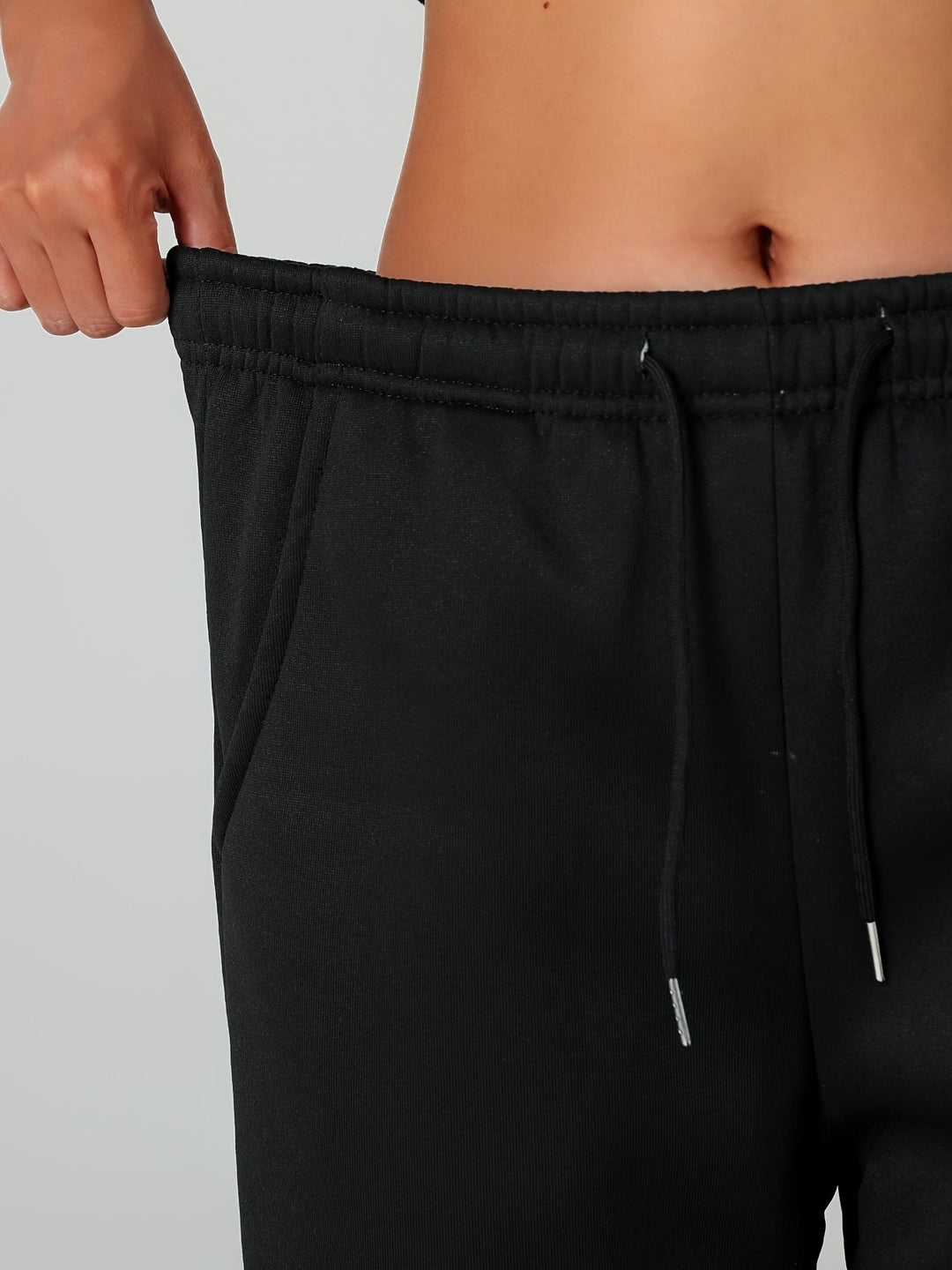 Fleece Lined Cuffed Joggers — Juliet, Grey