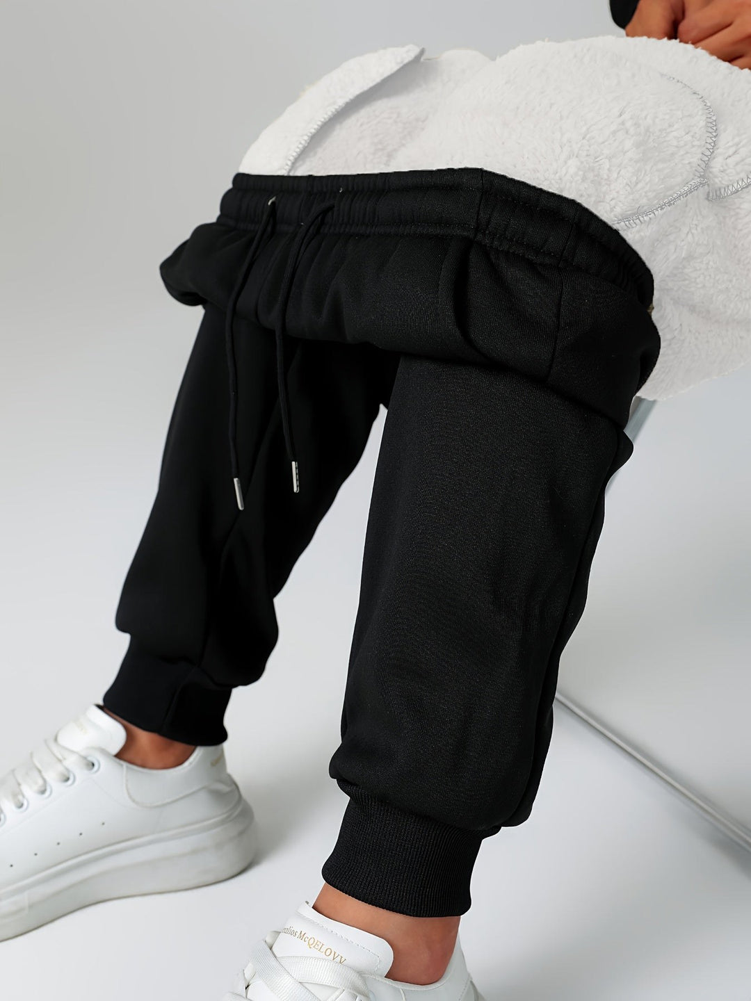 Fleece Lined Cuffed Joggers — Juliet, Grey