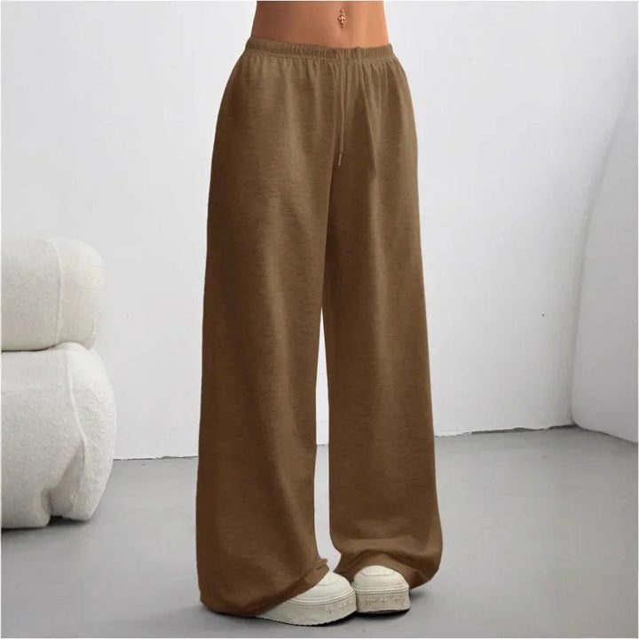 Wide Leg Joggers with Elasticated Waist — Katherine, Dark Brown