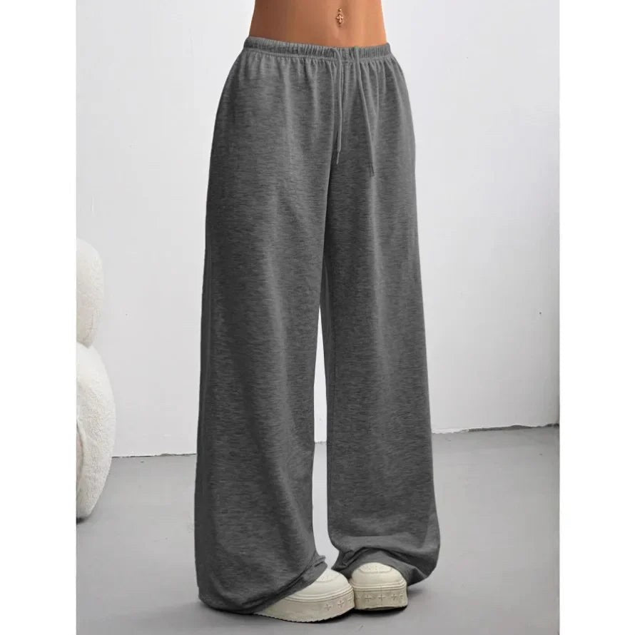 Wide Leg Joggers with Elasticated Waist — Katherine, Charcoal
