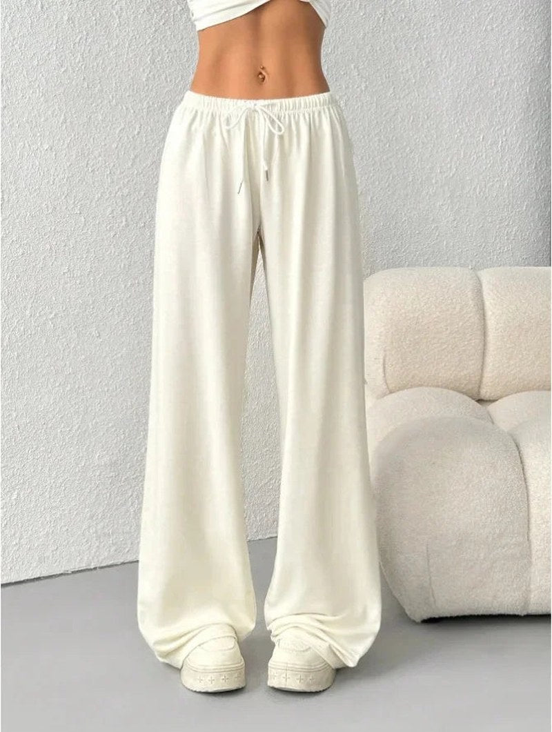 Wide Leg Joggers with Elasticated Waist — Katherine, Black