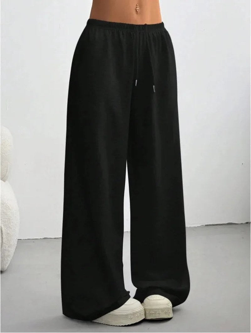 Wide Leg Joggers with Elasticated Waist — Katherine, White
