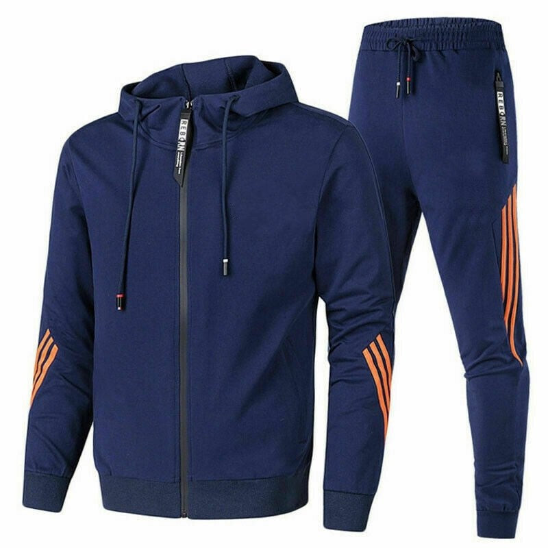 Zip Through Hooded Tracksuit — Laurence, Navy Blue