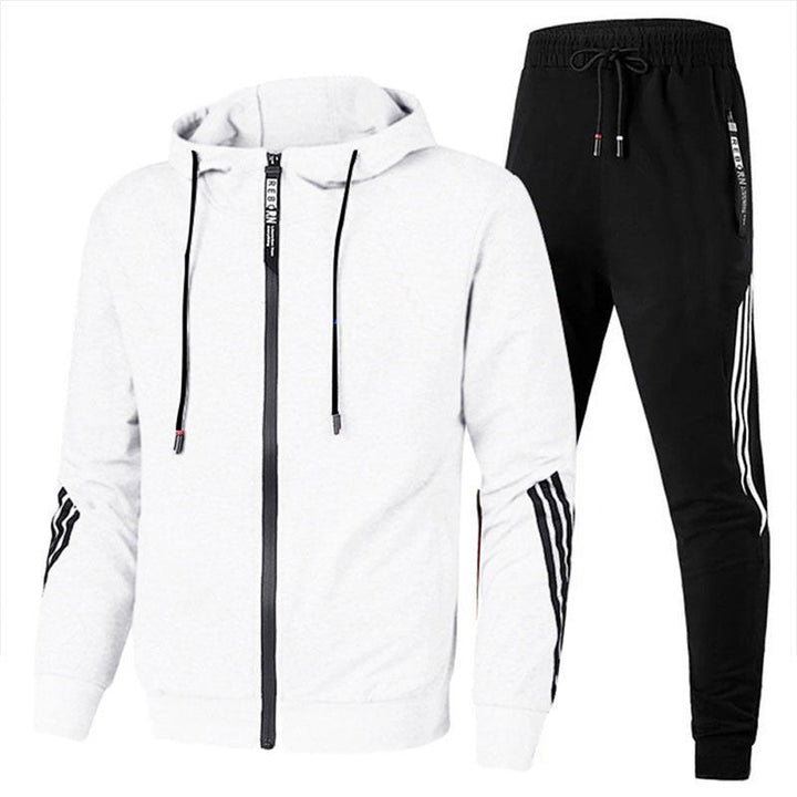 Zip Through Hooded Tracksuit — Laurence, White