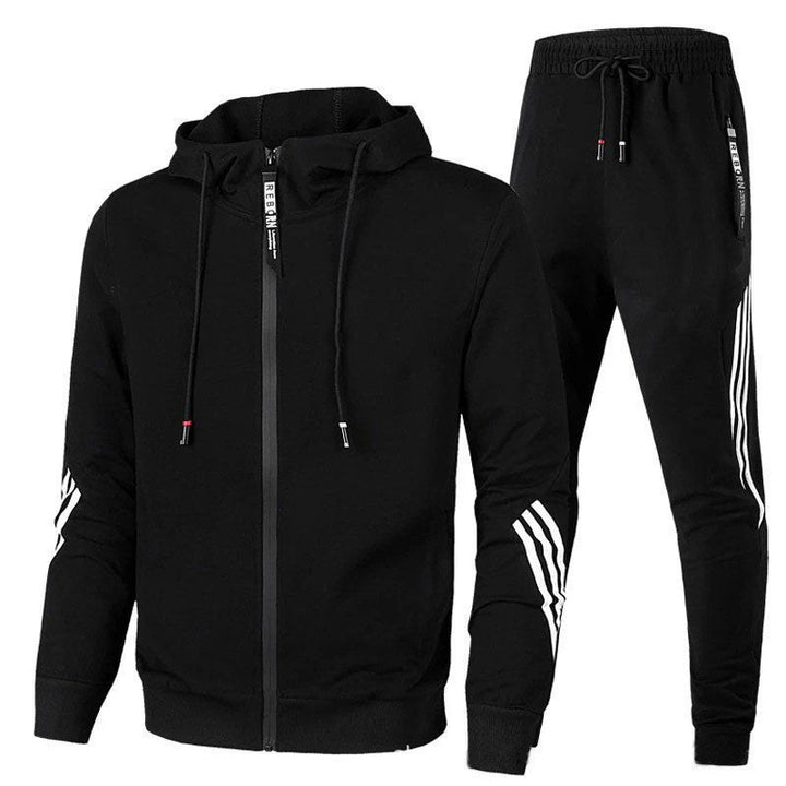 Zip Through Hooded Tracksuit — Laurence, Black