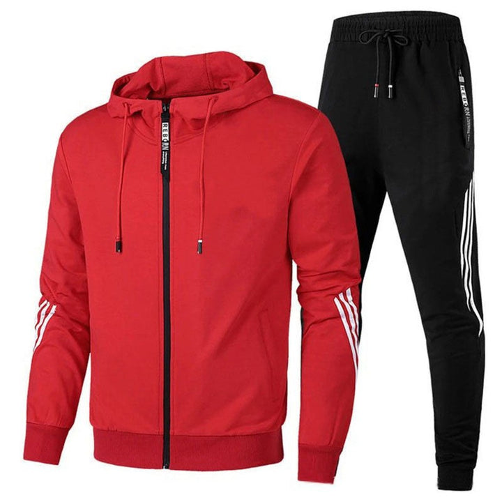 Zip Through Hooded Tracksuit — Laurence, Red