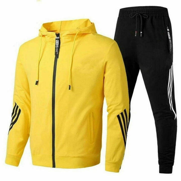 Zip Through Hooded Tracksuit — Laurence, Yellow