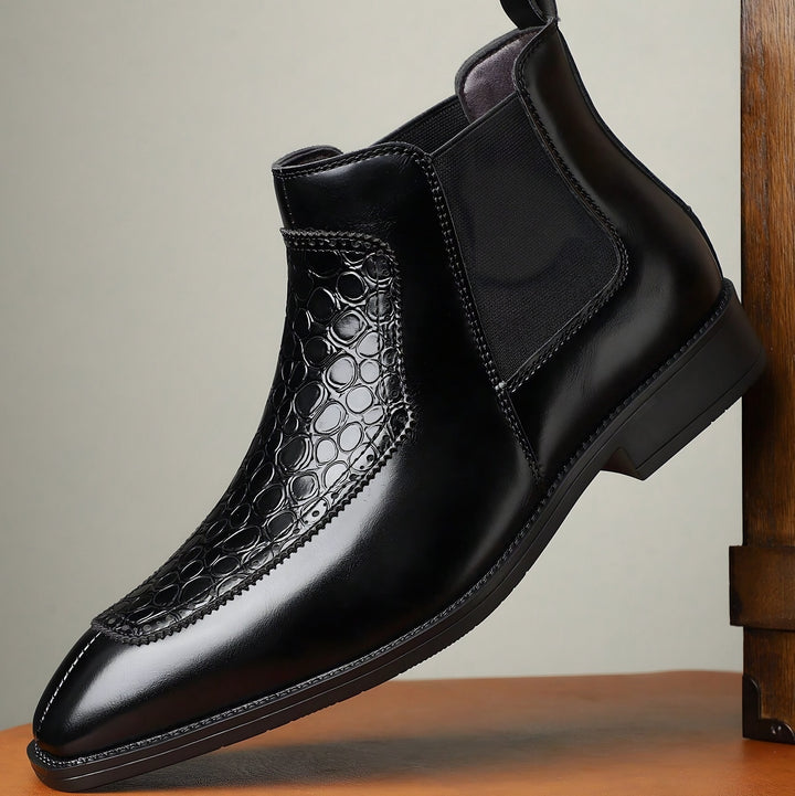 Croc Panel Chelsea Boots for Men — Lionel, Black