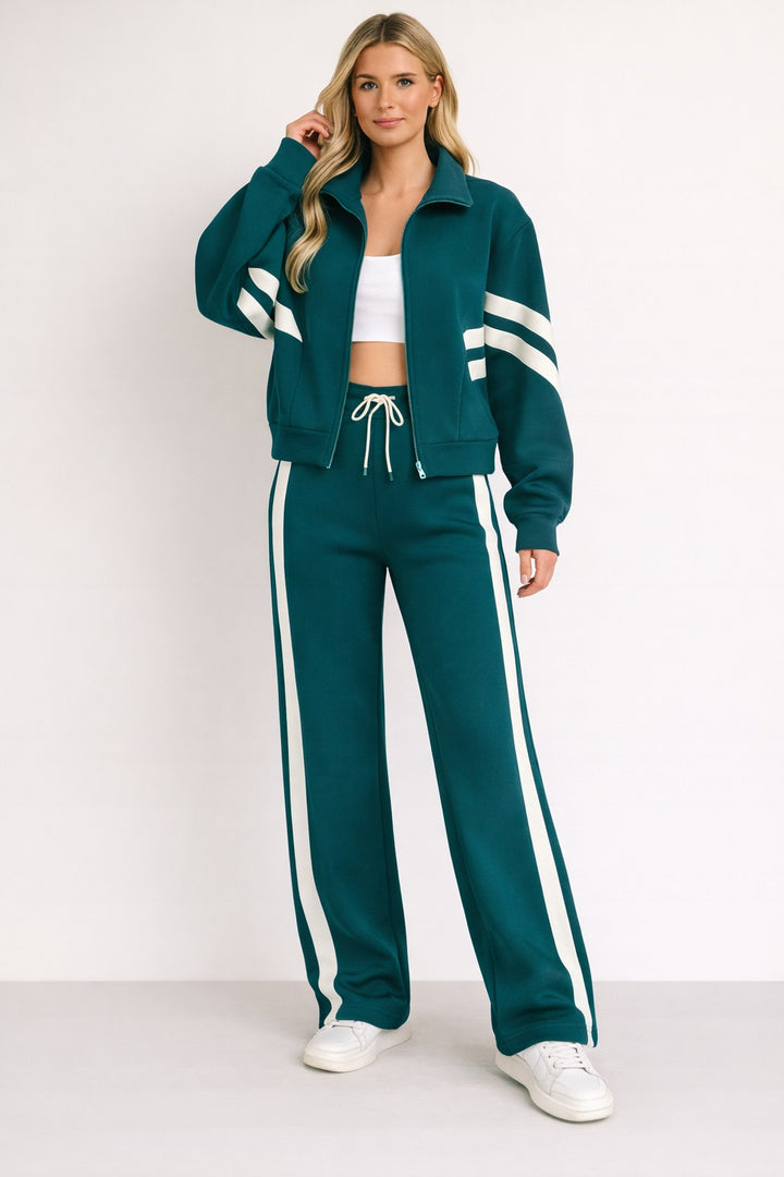 Knit Tracksuit with Zip Through Jacket — Loretta, Green