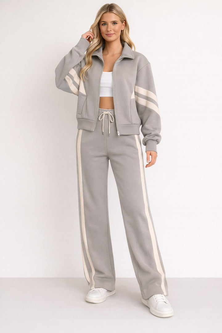 Knit Tracksuit with Zip Through Jacket — Loretta, Grey