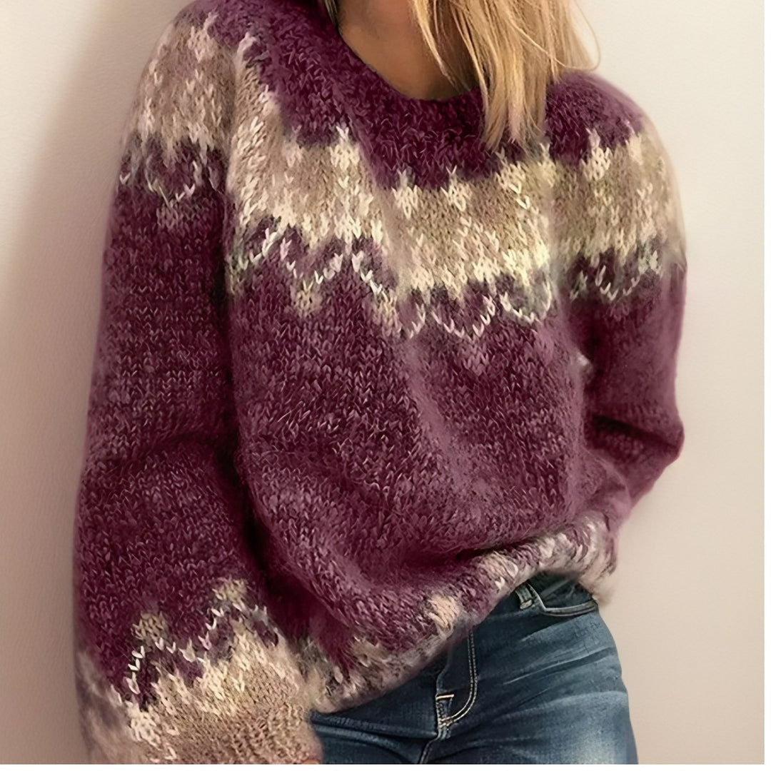 Nordic Knit Jumper for Women — Maisie, Burgundy