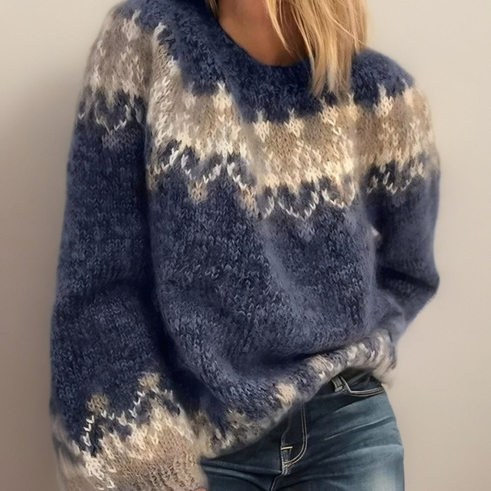 Nordic Knit Jumper for Women — Maisie, Blue