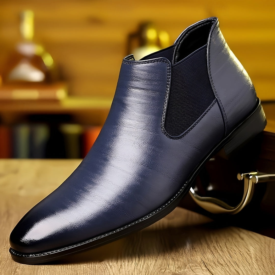 Textured Chelsea Boots for Men — Malcolm, Navy Blue