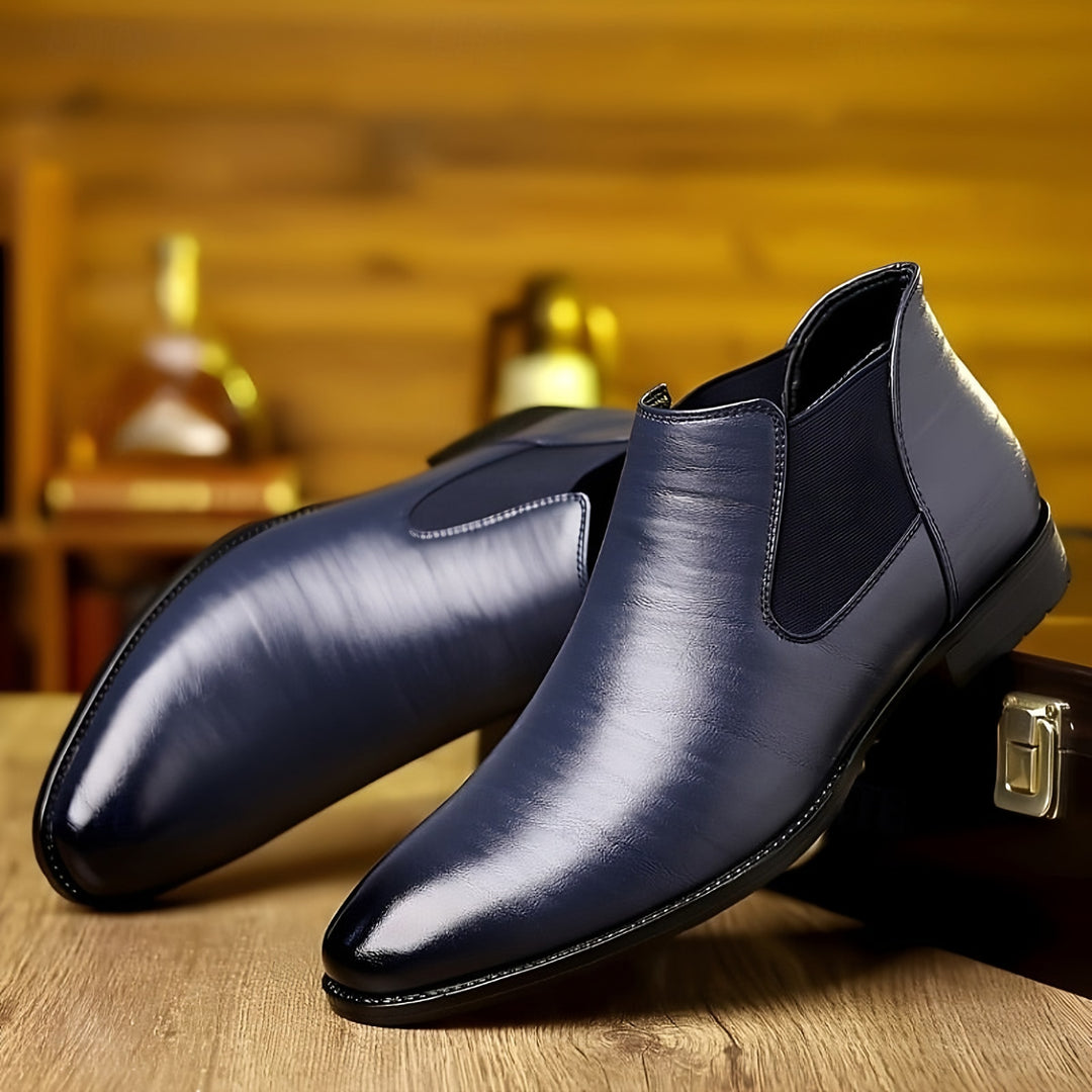 Textured Chelsea Boots for Men — Malcolm, Navy Blue