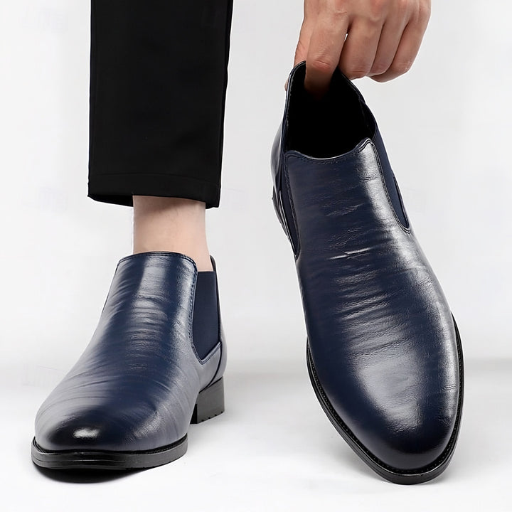 Textured Chelsea Boots for Men — Malcolm, Navy Blue