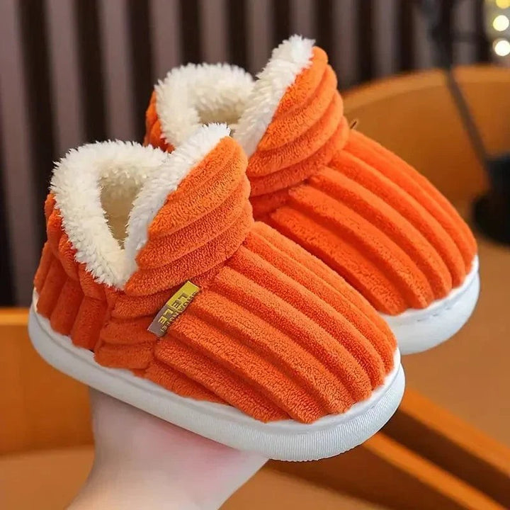 Plush Slippers with Corduroy Upper