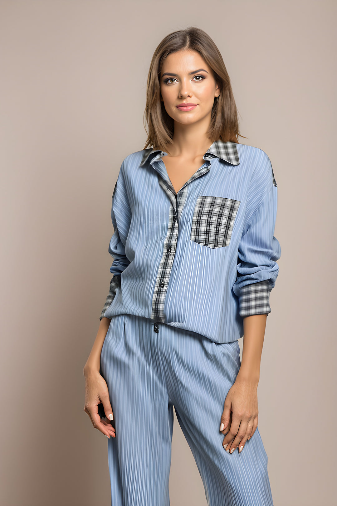 Relaxed Pyjamas with Long Sleeves in pink