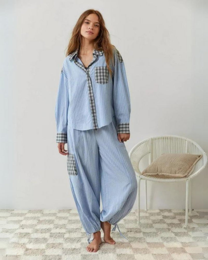 Relaxed Pyjamas with Long Sleeves in blue