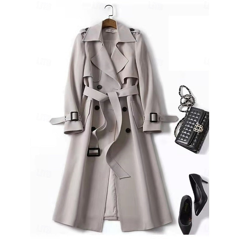 Long Trench Coat with Belted Waist for Women — Eleanor, image 4
