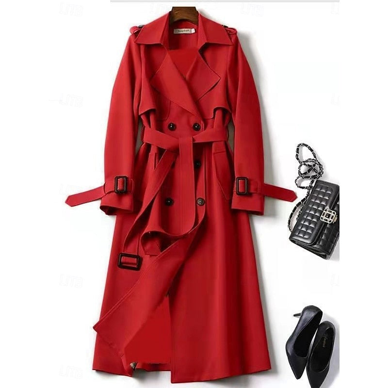 Long Trench Coat with Belted Waist for Women — Eleanor, image 6