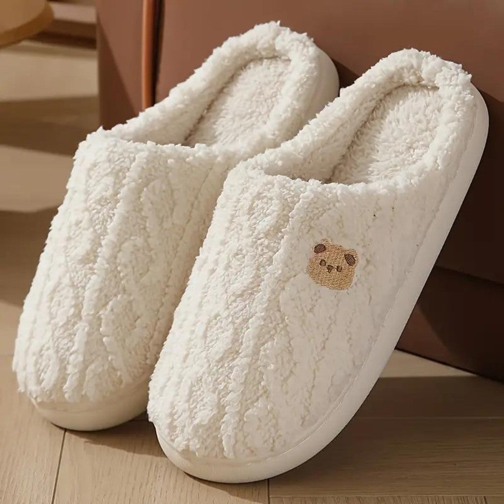 Winter Slippers with Soft Sole in white