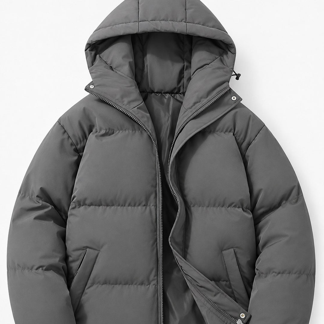 Morgan – Quilted Hooded Puffer Jacket for Men with Zip and Pockets