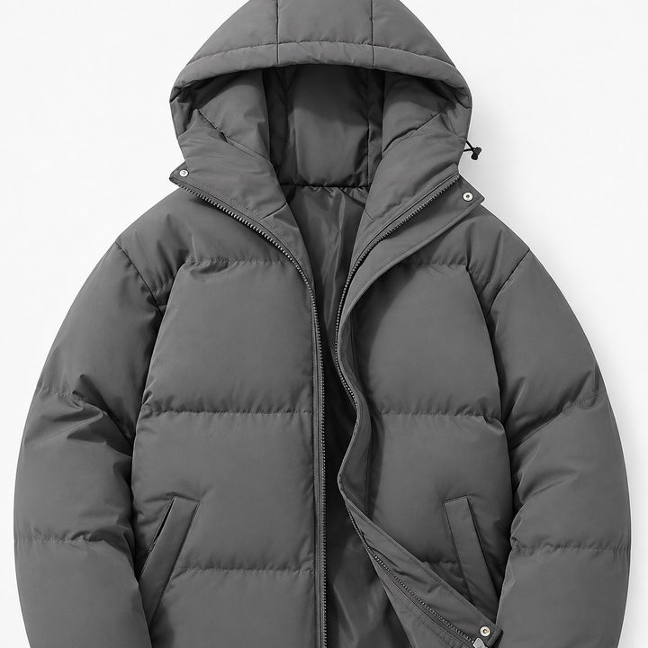 Morgan – Quilted Hooded Puffer Jacket for Men with Zip and Pockets