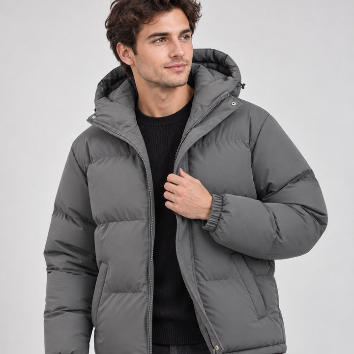 Morgan – Quilted Hooded Puffer Jacket for Men with Zip and Pockets