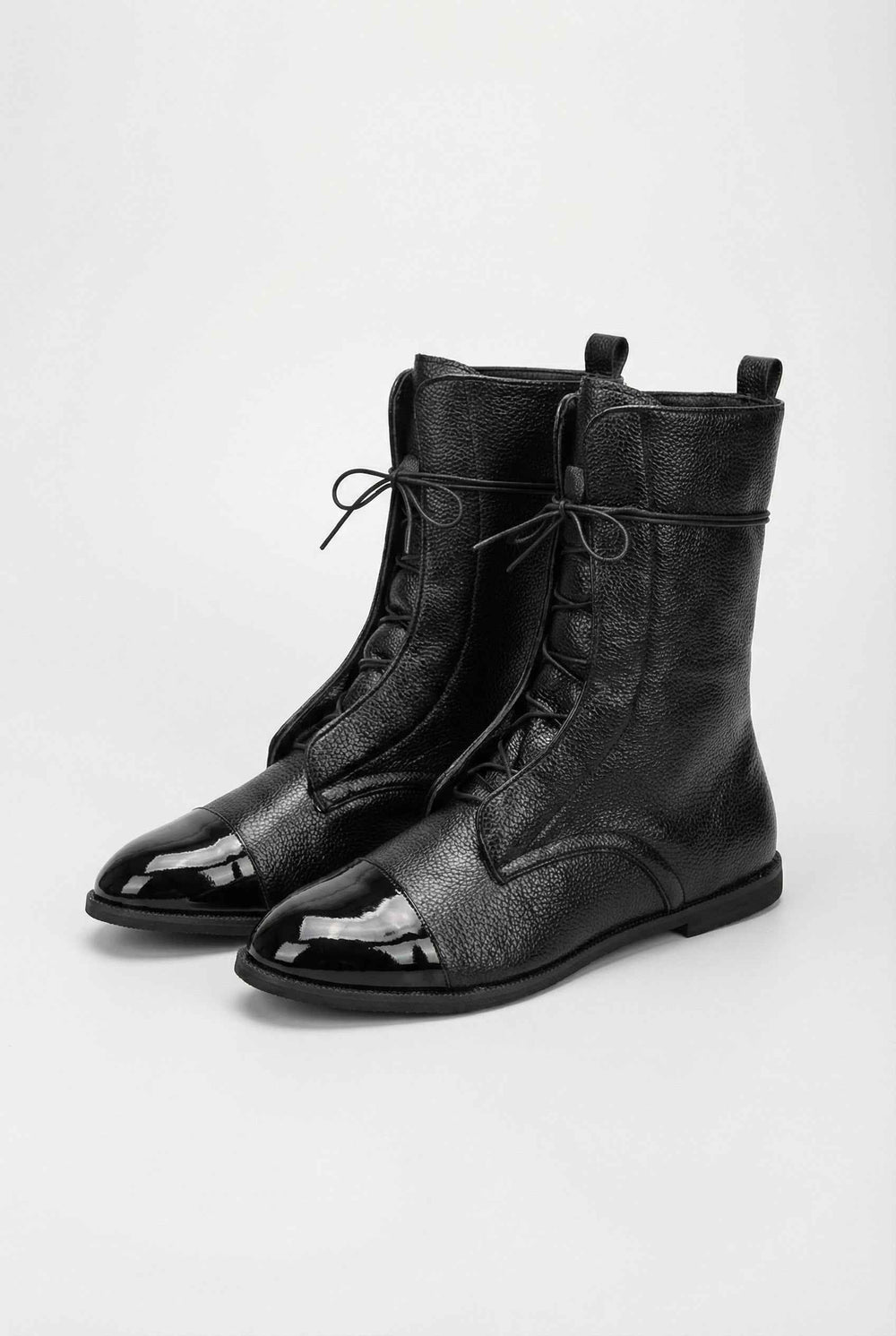 Nell — Black Lace Up Ankle Boots with Fleece Lining, Moraine Fashion