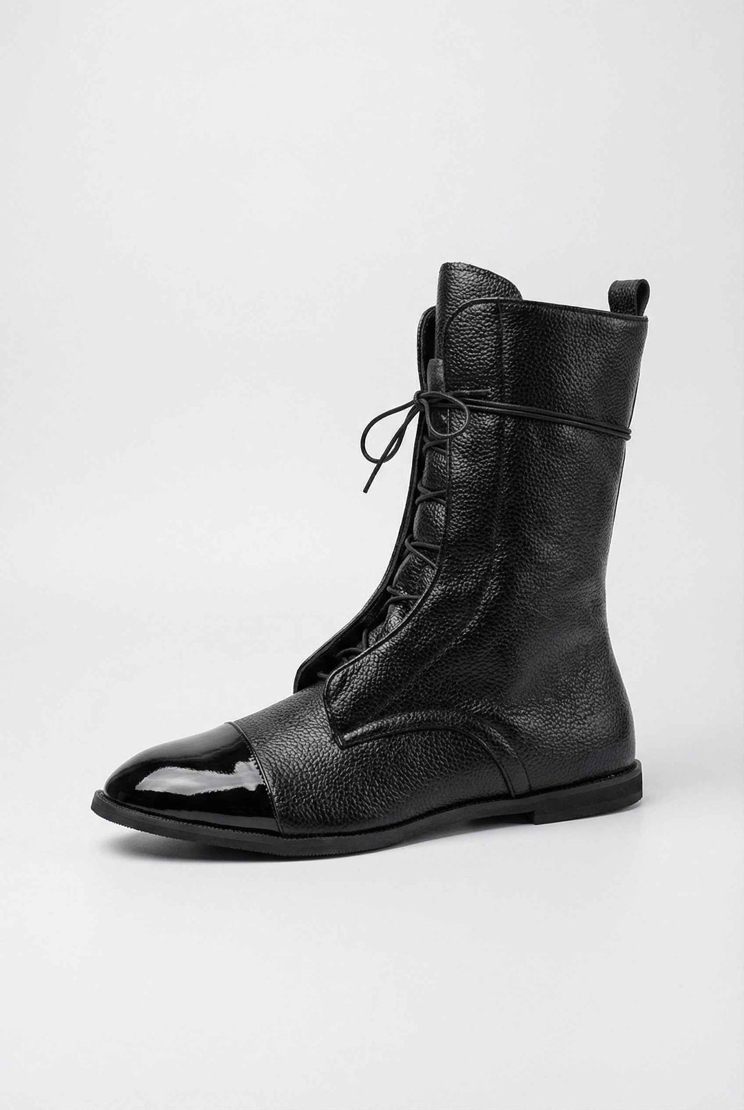Nell — Black Lace Up Ankle Boots with Fleece Lining, Moraine Fashion