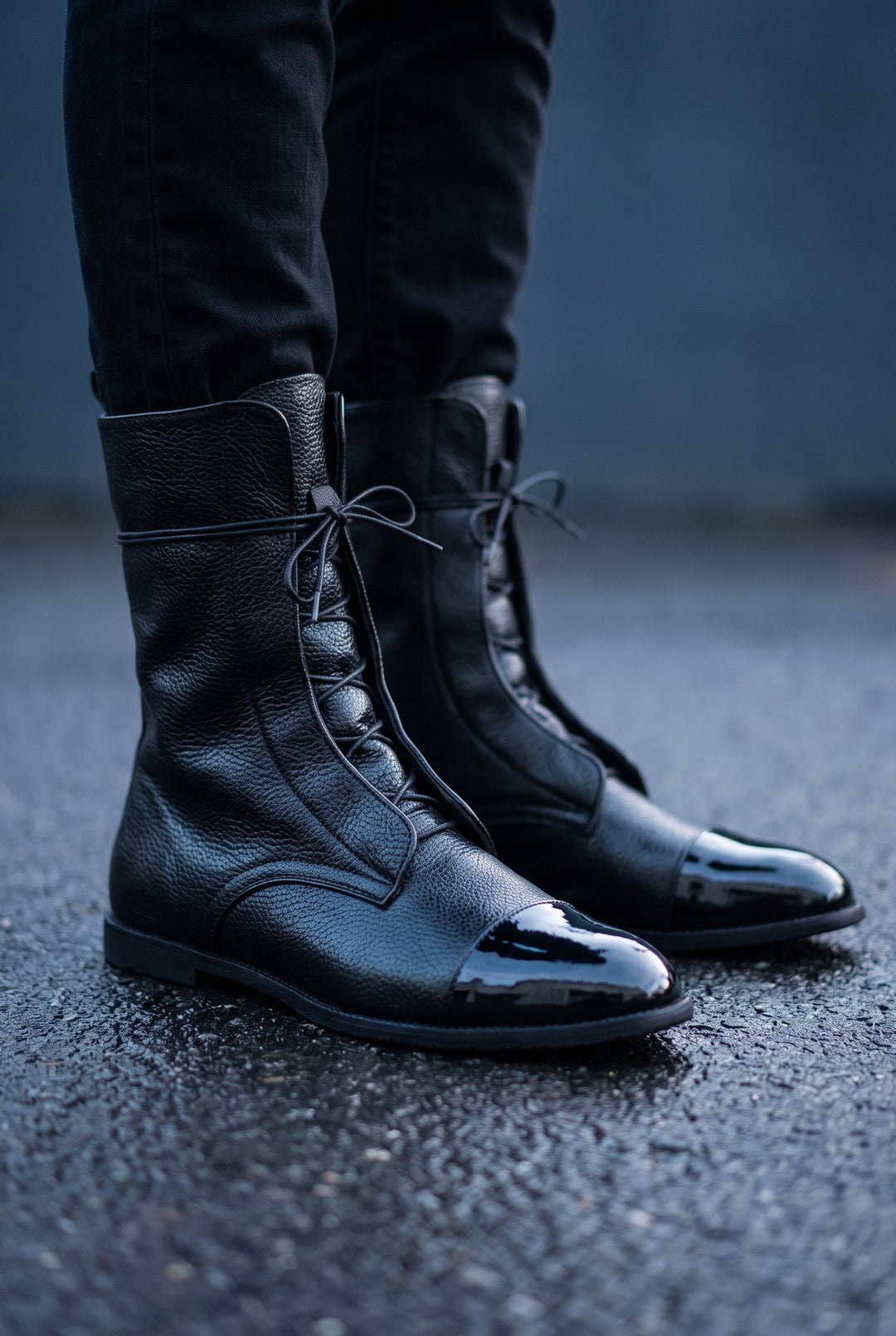 Nell — Black Lace Up Ankle Boots with Fleece Lining, Moraine Fashion