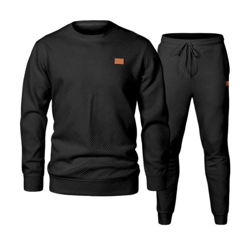 Crew Neck Two Piece Sweatsuit — Nicholas, Black