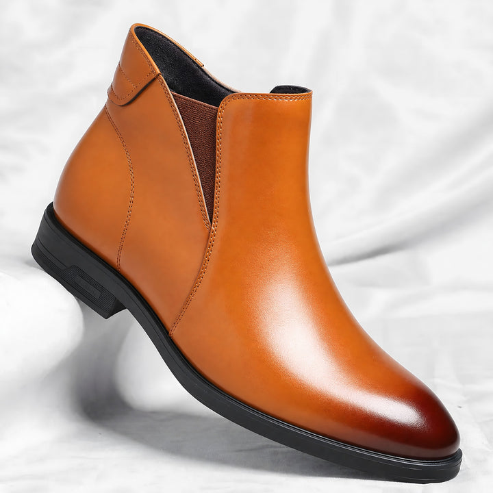 Elastic Gusset Chelsea Boots for Men — Nigel, Cognac Brown